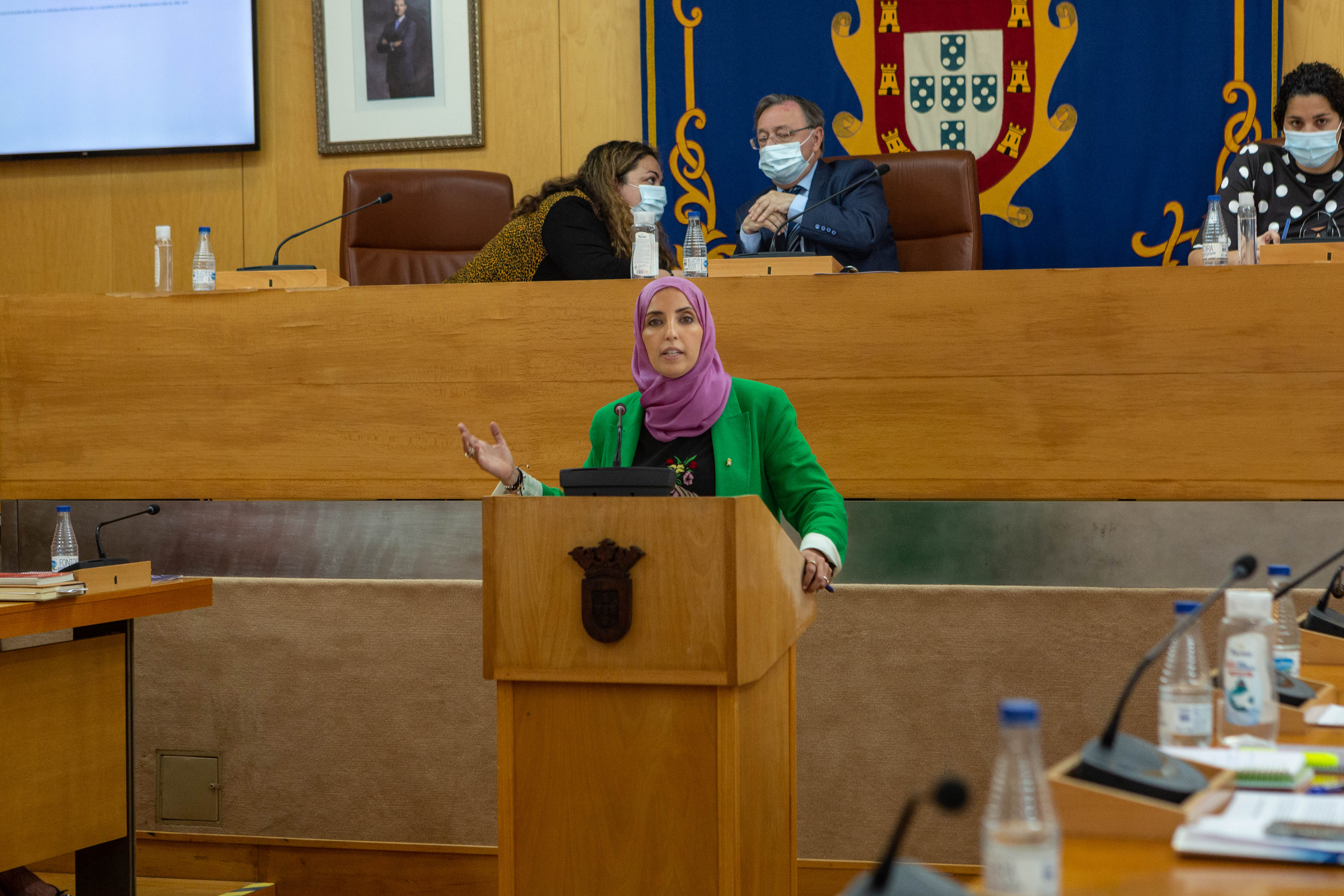 Hossain speaks during a parliamentary session at Ceuta's regional assembly
