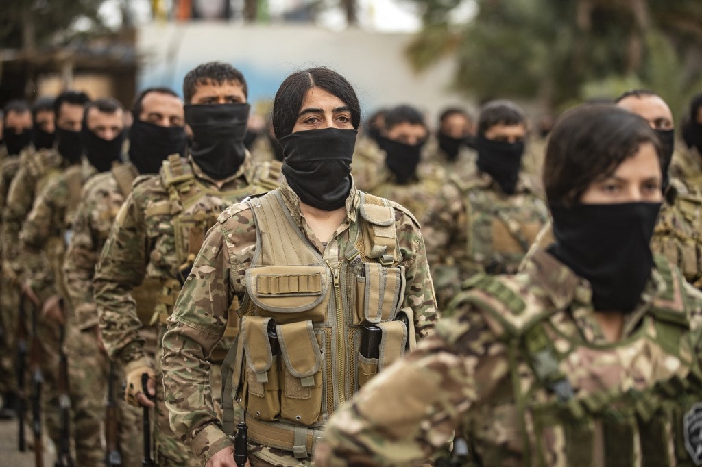 SDF forces on parade