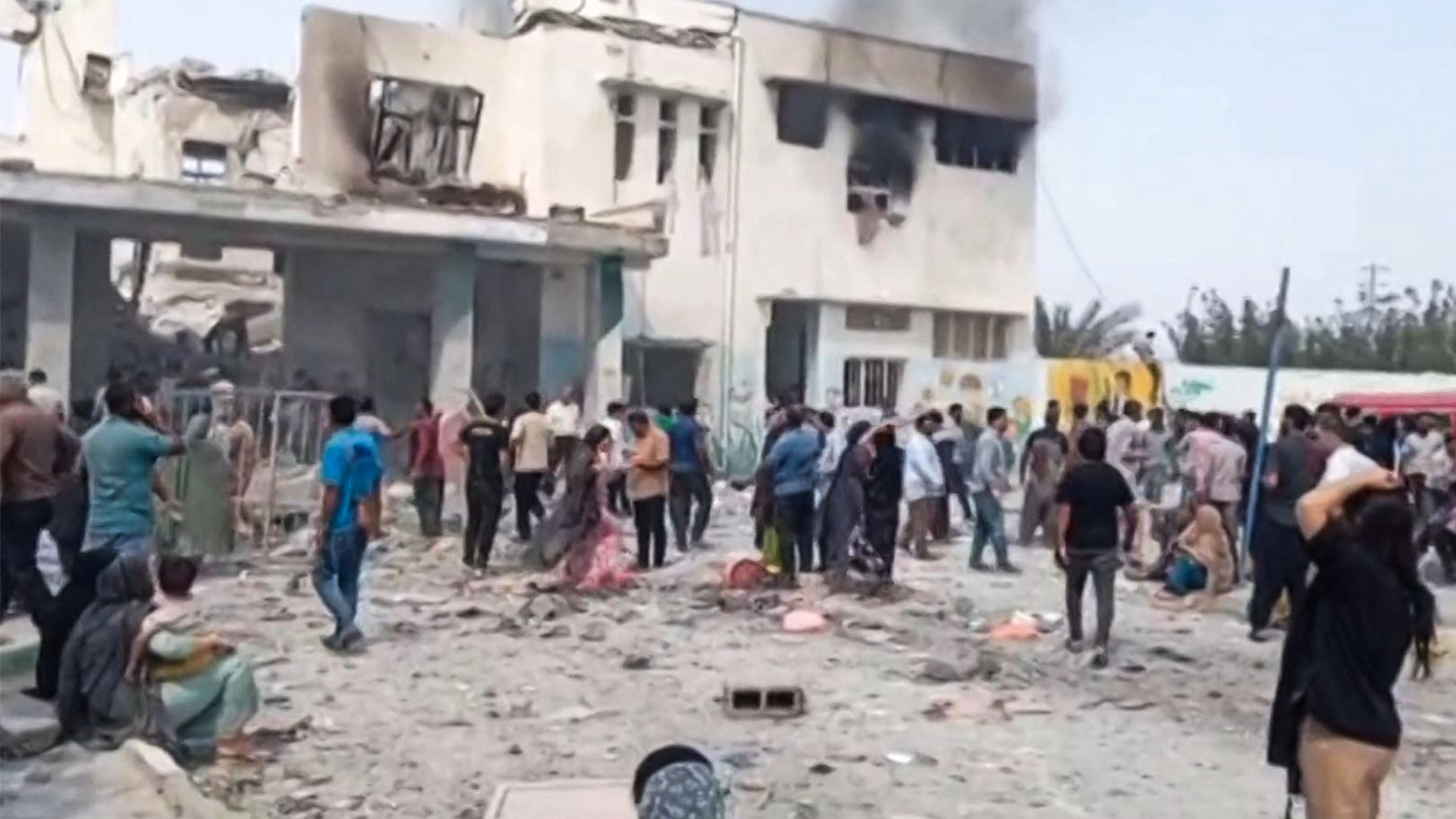An image grab from Iranian state television shows the site of US-Israeli strikes that hit the Shajareh Tayyebeh girls' elementary school in Minab, in Iran's southern Hormozgan province, on 28 February 2026 (IRIB TV/AFP)