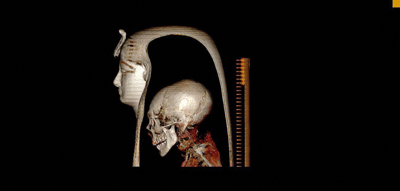 A handout picture released by the Egyptian Ministry of Antiquities shows a 3D reconstruction of the head of Amenhotep I, created using computed tomography (CT) scans (AFP)
