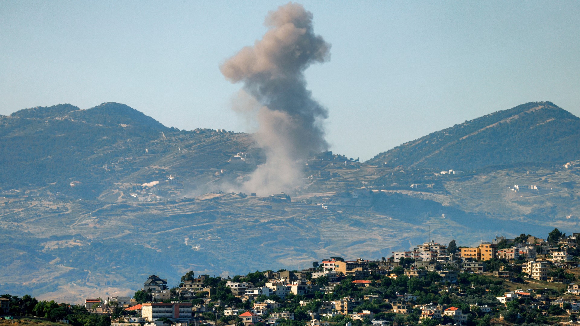 Smoke rises following Israeli bombardment in southern Lebanon as seen from a position across the border in the Upper Galilee in northern Israel on June 19, 2026.  Jalaa MAREY / AFP