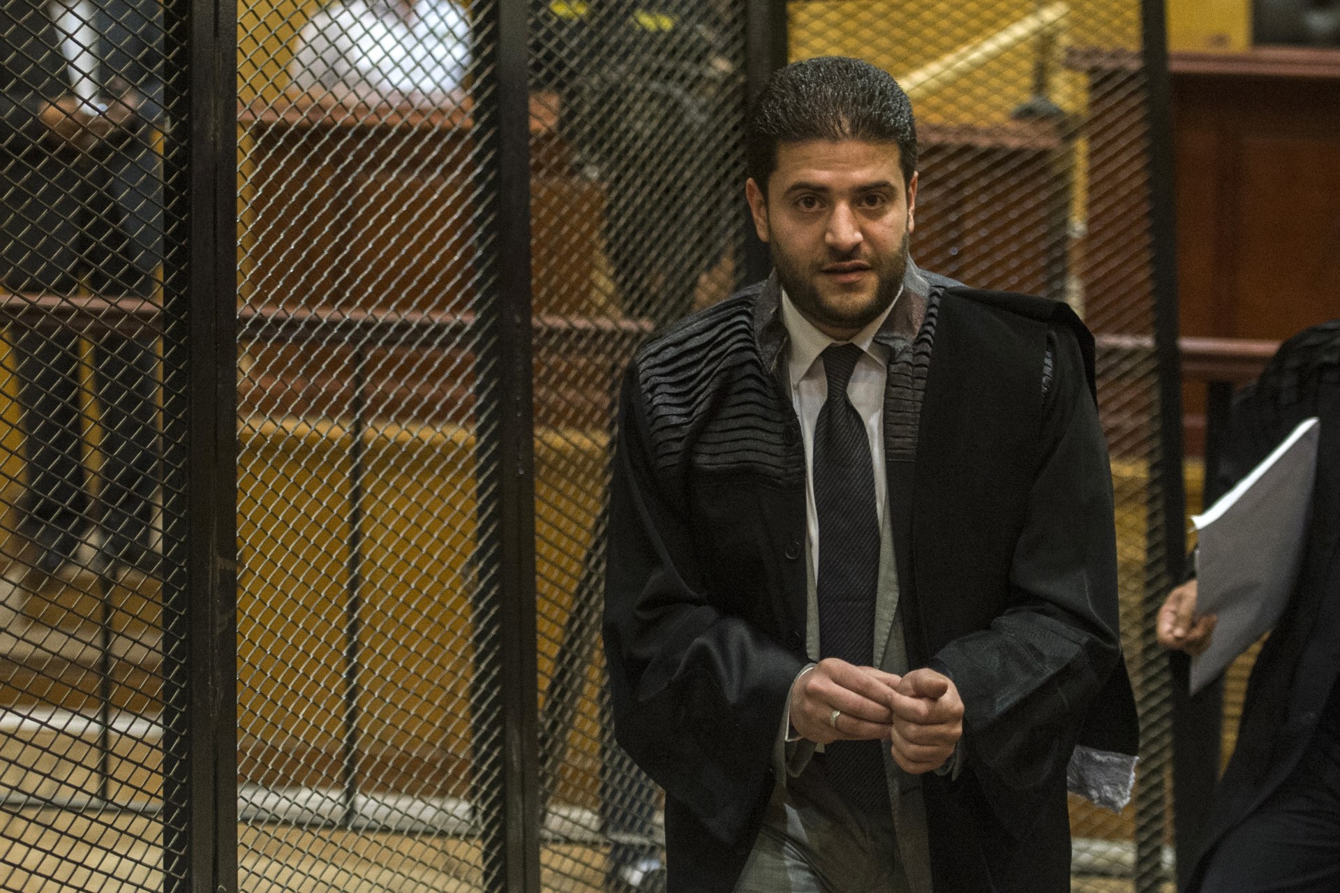 Osama Morsi attends his father's trial in 2015 (AFP)