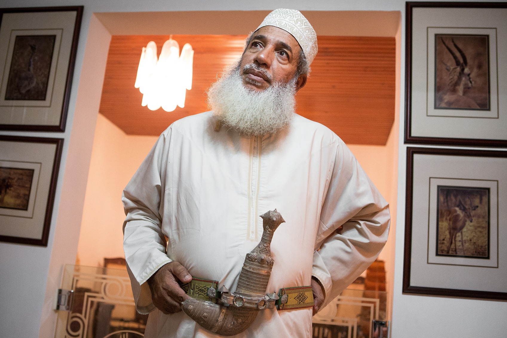 Portrait of Hareth Al Ghasani, an Omani citizen who lived in Zanzibar prior to the Zanzibar Revolution led to the overthrow of the Sultan of Zanzibar.