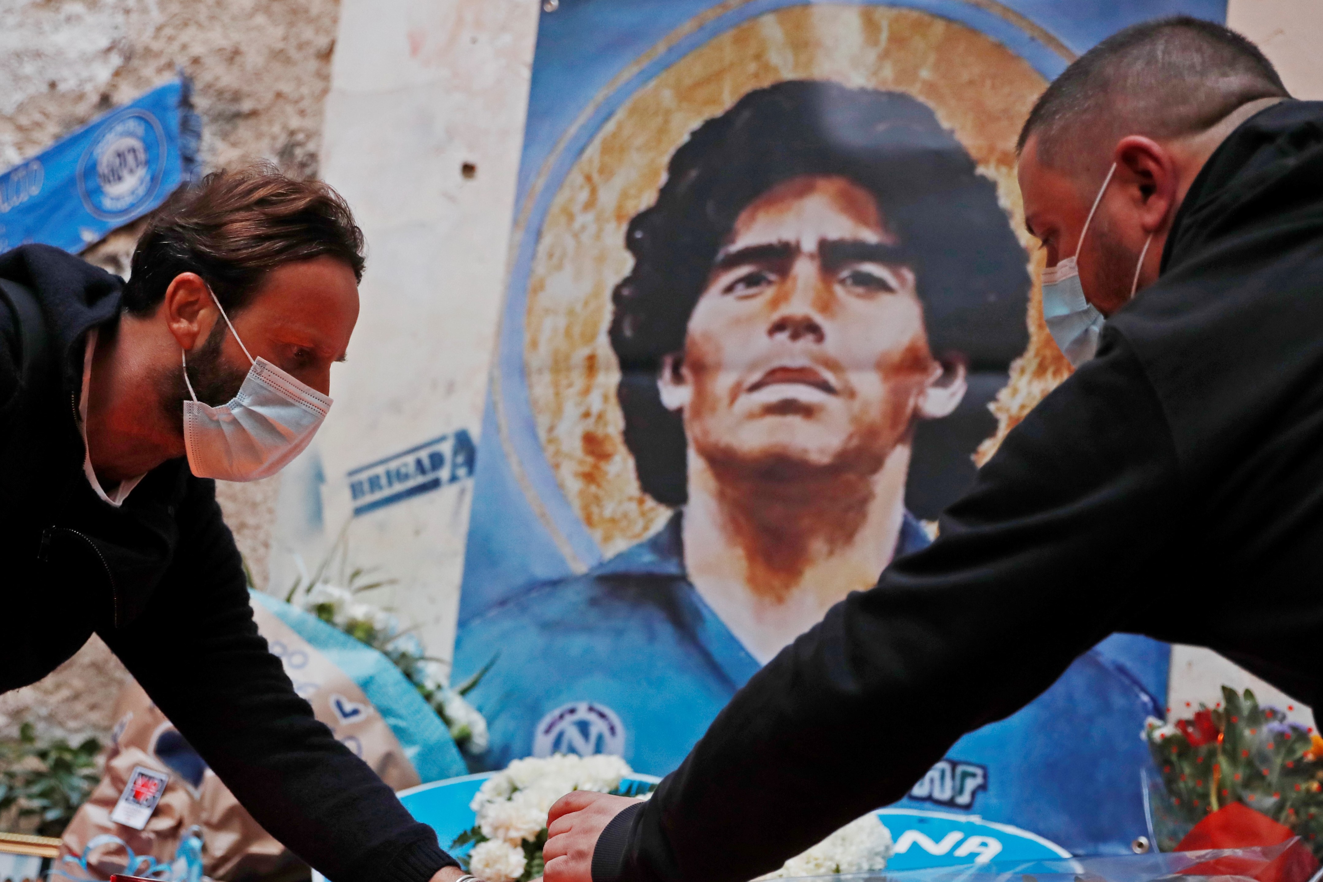 People mourn the death of Argentine soccer legend Diego Maradona, Naples, Italy - November 26, 2020