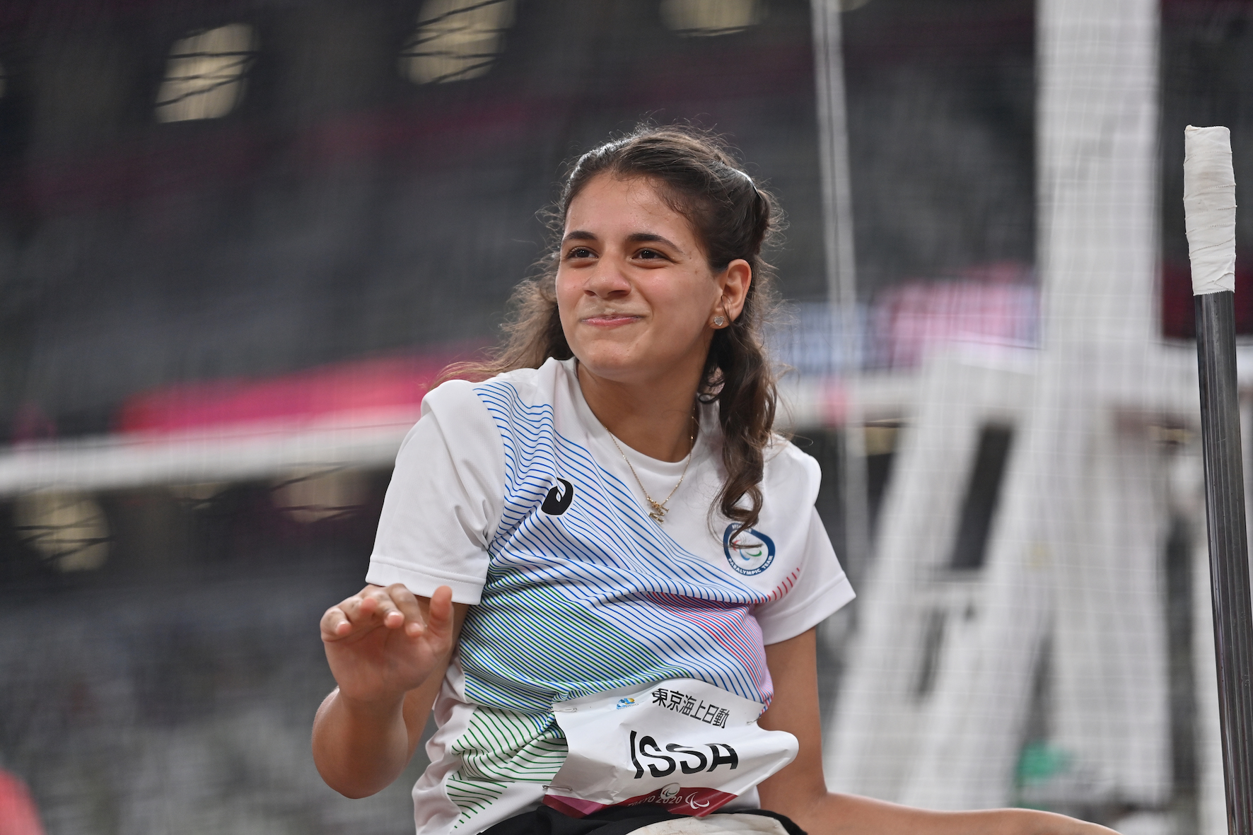 ISSA Alia, the only female athlete of the Refugee Paralympic Team performs during the s Women's Seated Club F32 final (Reuters/Masahiro Sugimoto)