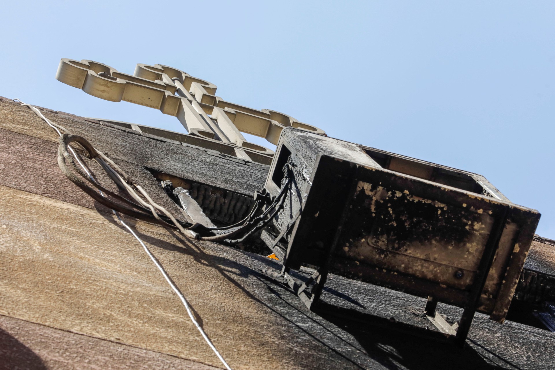 A view of the damage at the Abu Sifin church where a deadly fire broke out in Giza (Reuters)