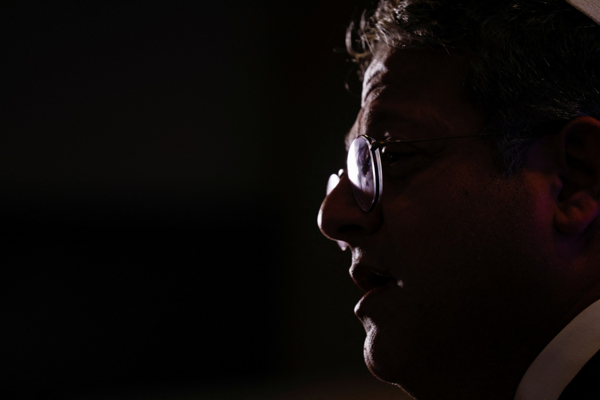 Israeli far-right lawmaker Itamar Ben-Gvir speaks from a stage at a news conference in Jerusalem (Reuters)