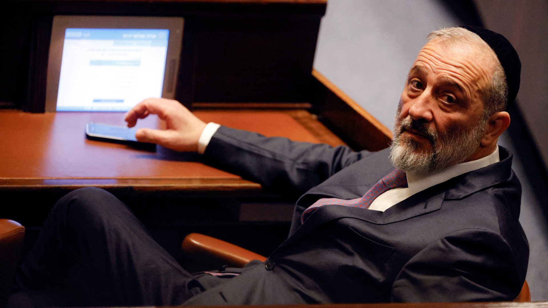 Shas leader Aryeh Deri in the Knesset 29 December (Reuters)