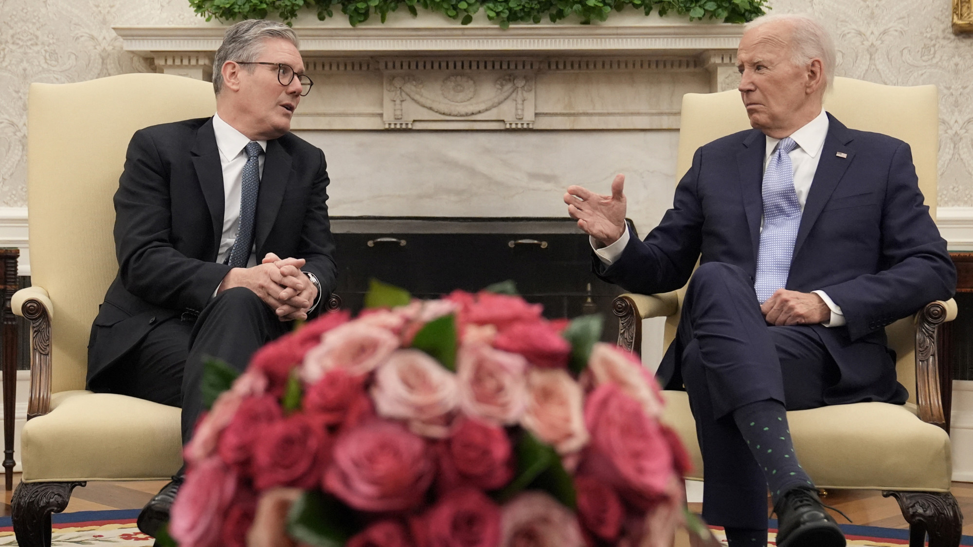 Britain's Prime Minister Sir Keir Starmer meets US President Joe Biden at the White House in Washington DC on 10 July 2024 (Stefan Rousseau/Pool via Reuters)