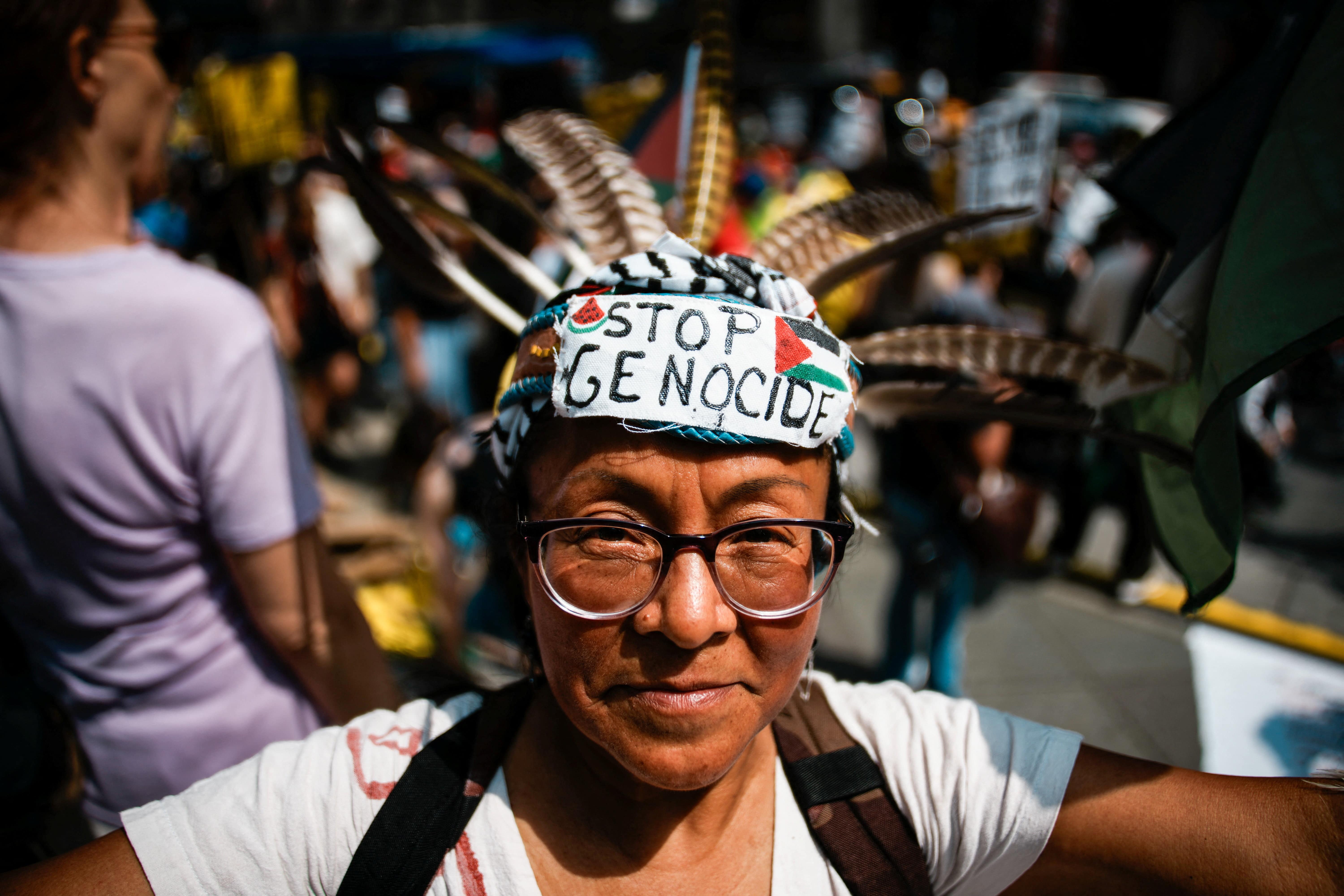 A woman participates in a 