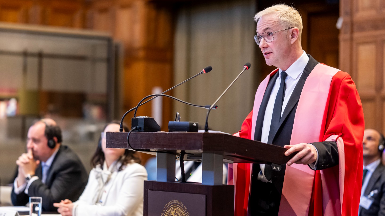Ralph Wilde speaking at the International Court of Justice, The Hague, May 2025 (ICJ)