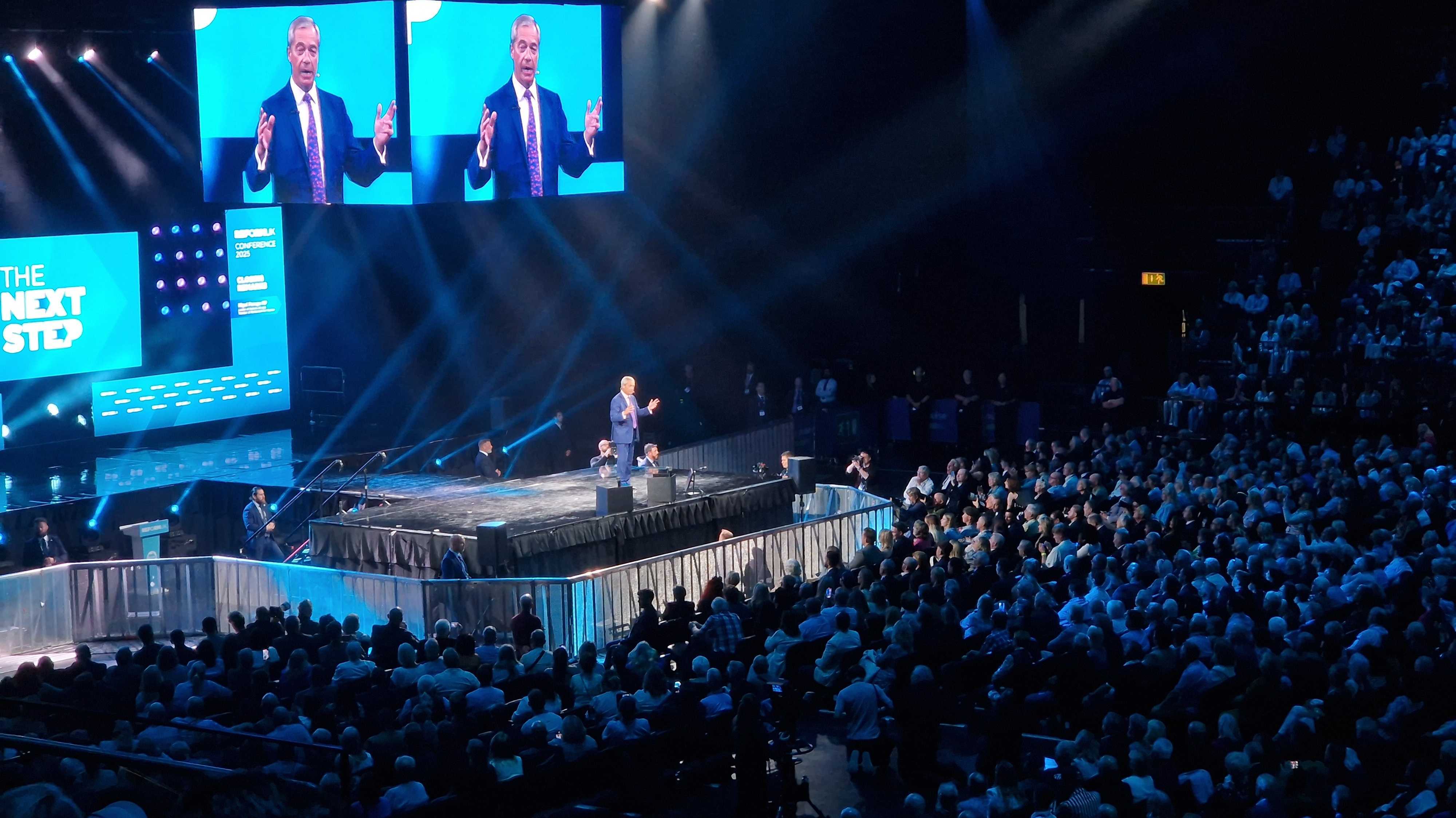 Nigel Farage greets an adoring crowd. (Imran Mulla/MEE)