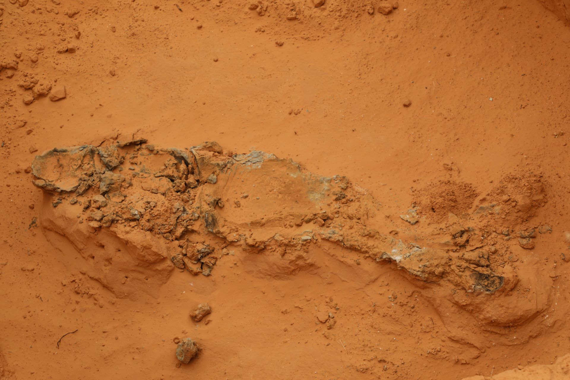 Blood and decomposed tissue left in a mass grave in Tarhuna (Supplied)