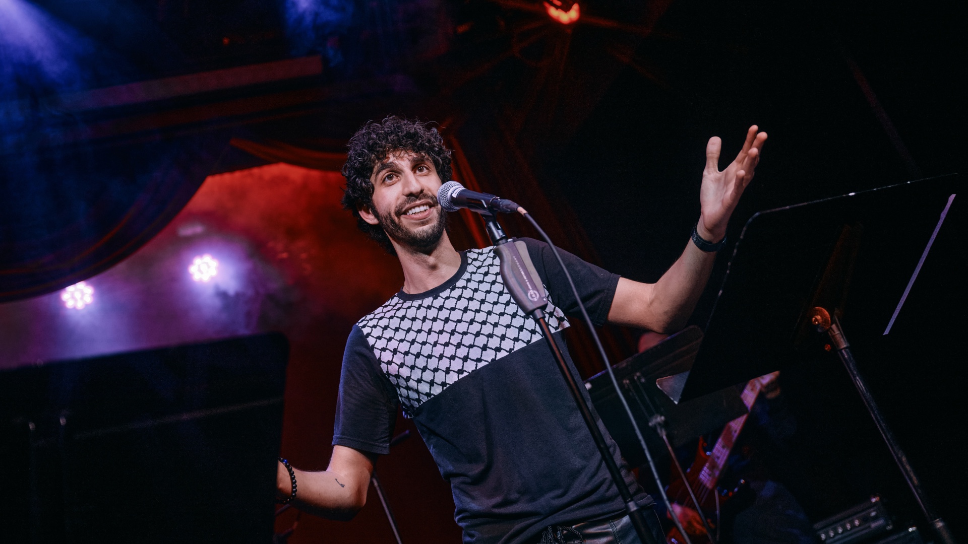 Palestinian-American artist Fouad Dakwar performs at the album release concert for his show 'Fouad of Nazareth' at Ars Nova in New York City on 5 March 2026 (Valerie Terranova/Supplied)