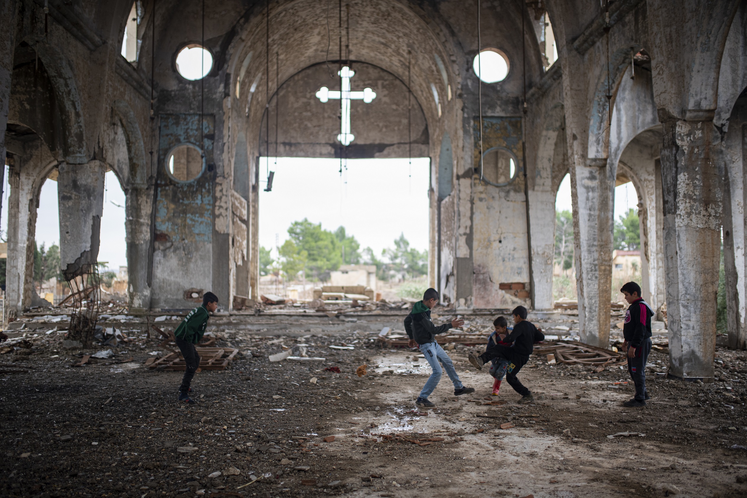 Displaced people in northeast Syria