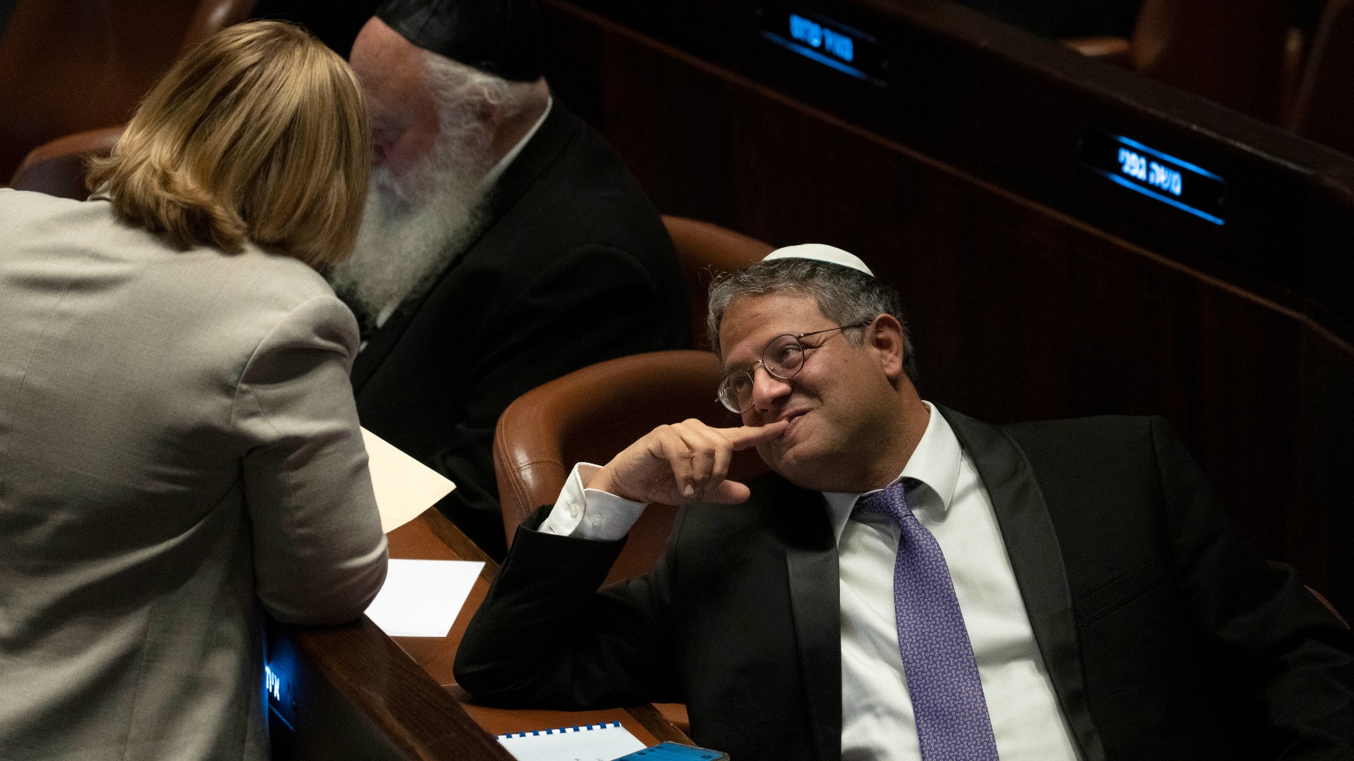 Itamar Ben-Gvir in the Knesset, Jerusalem, 13 December (AP)