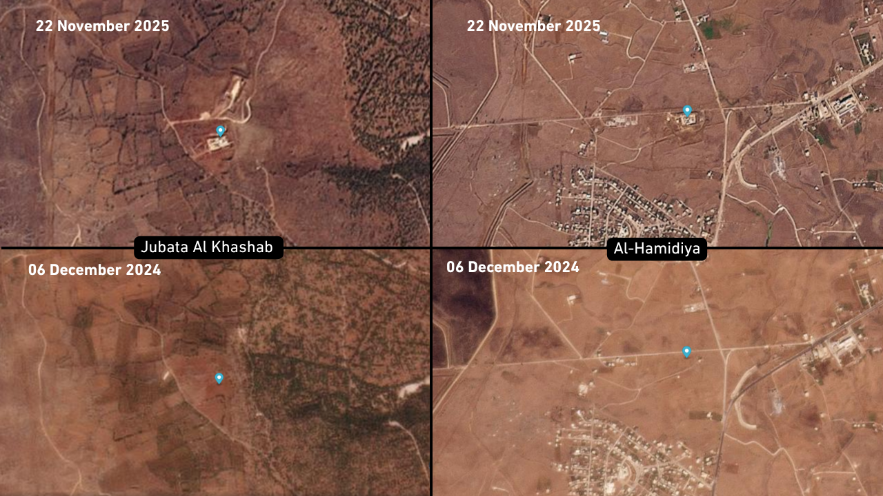 Satellite images illustrate Israeli advances in Syria one year after the fall of Assad (Sijil Centre)