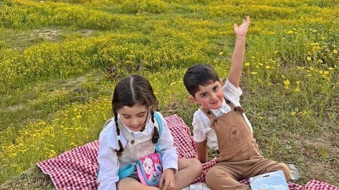 Aya and Abdullah are pictured in an undated photo shared by their mother, Asma al-Mughari; both were killed when an Israeli air strike hit their family home in the Bureij refugee camp in October 2023 (Facebook)