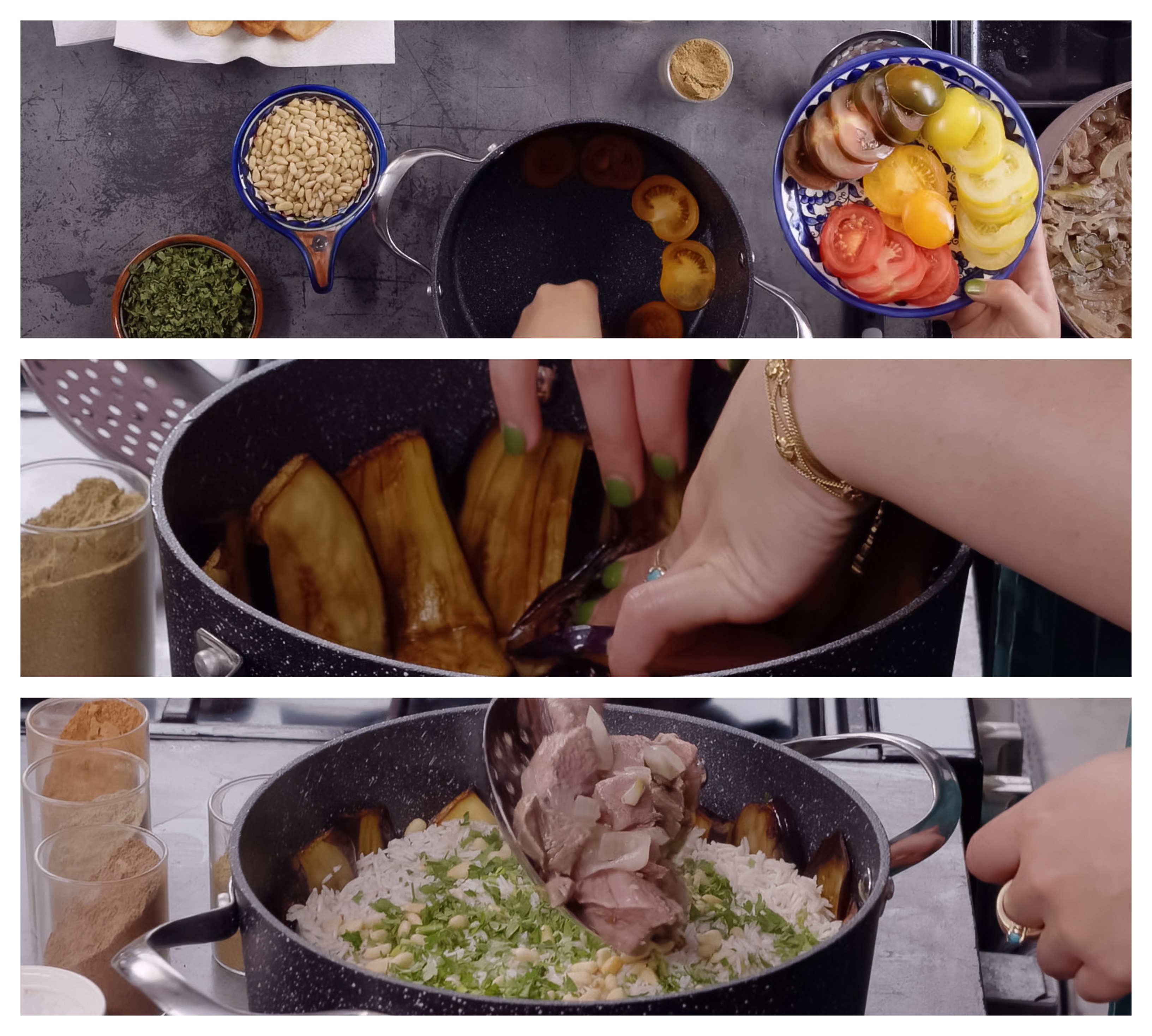 Layering your maqlouba