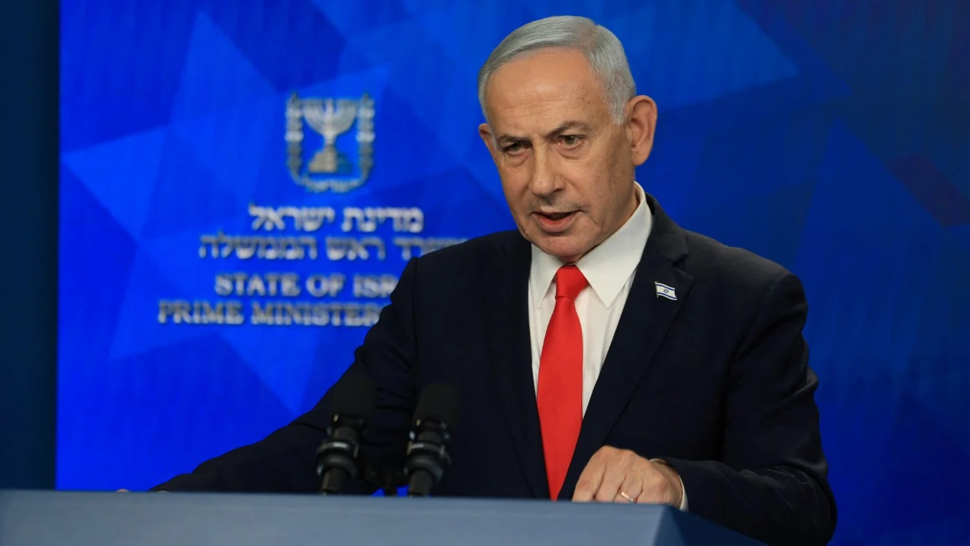 Israeli Prime Minister Benjamin Netanyahu holds a news conference following a US-Iran deal in Jerusalem on 15 June 2026 (Reuters)