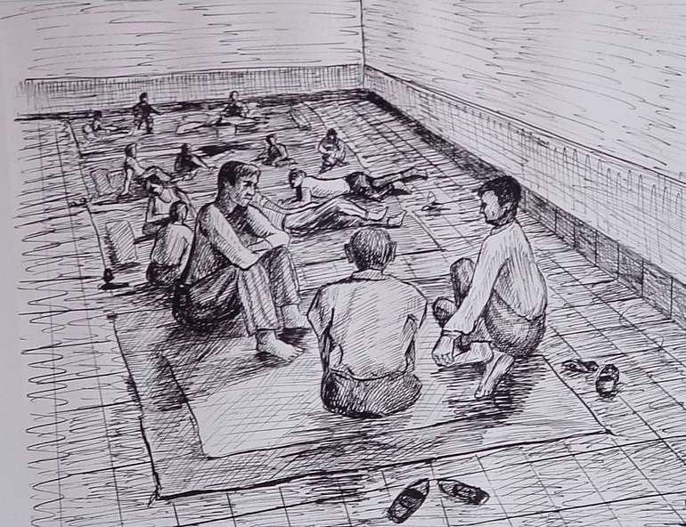 Bijan Jazani prison drawing