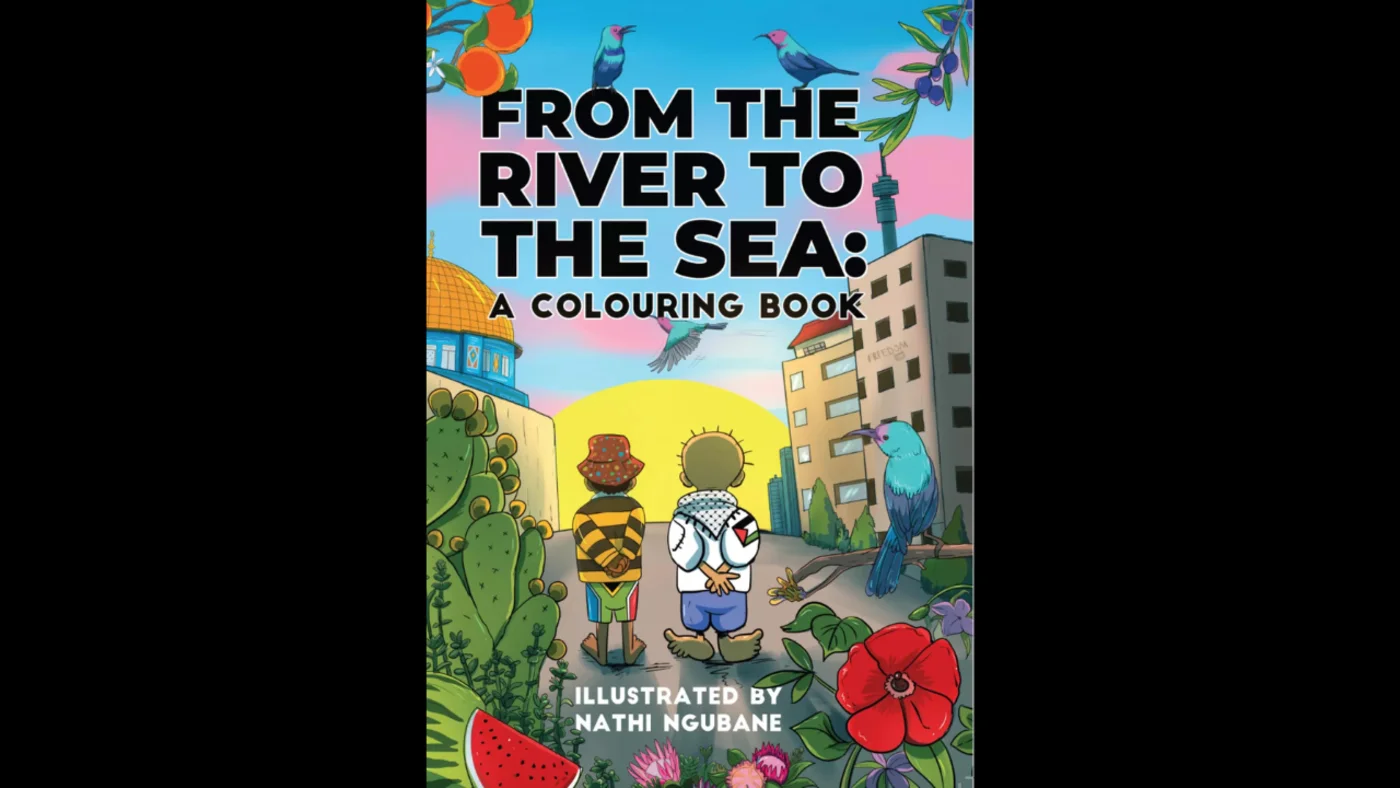The cover of the children's colouring book 'From the River to the Sea' by South African author and illustrator Nathi Ngubane [Social Bandit Media]
