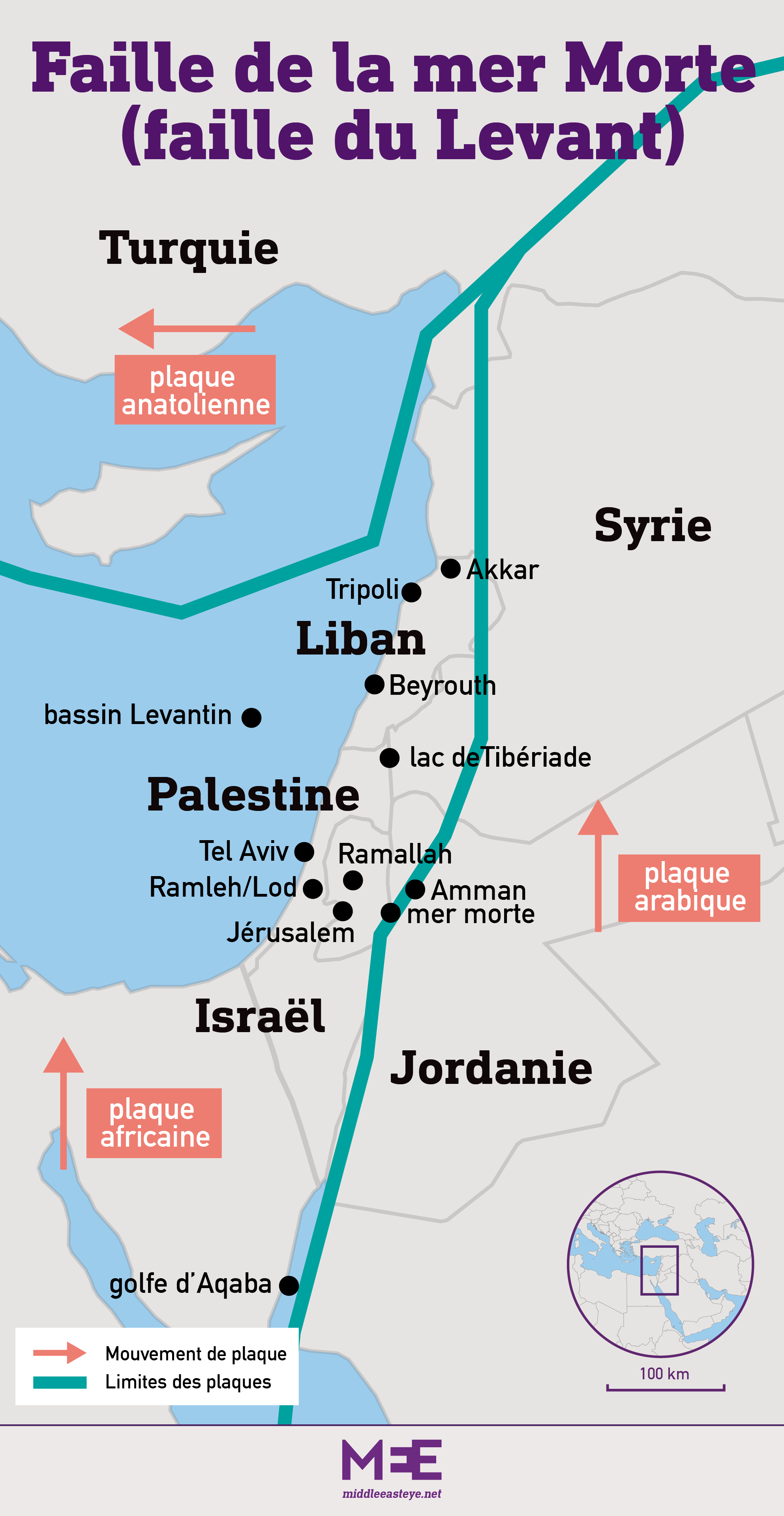 carte faille mer morte levant