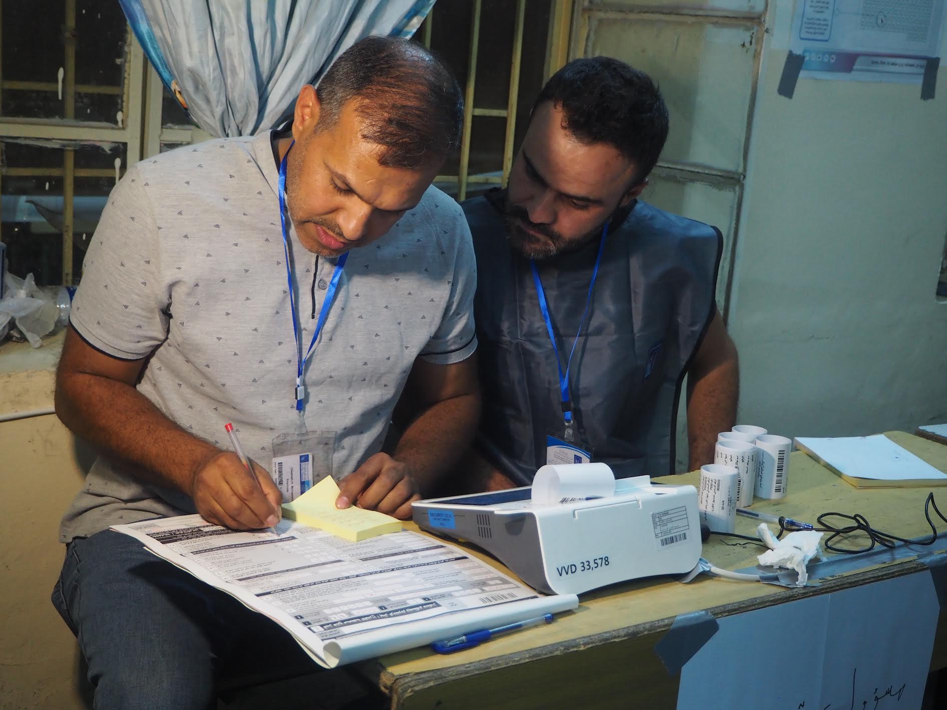 The votes in a Kirkuk polling centre are tallied up digitally (Tom Westcott)