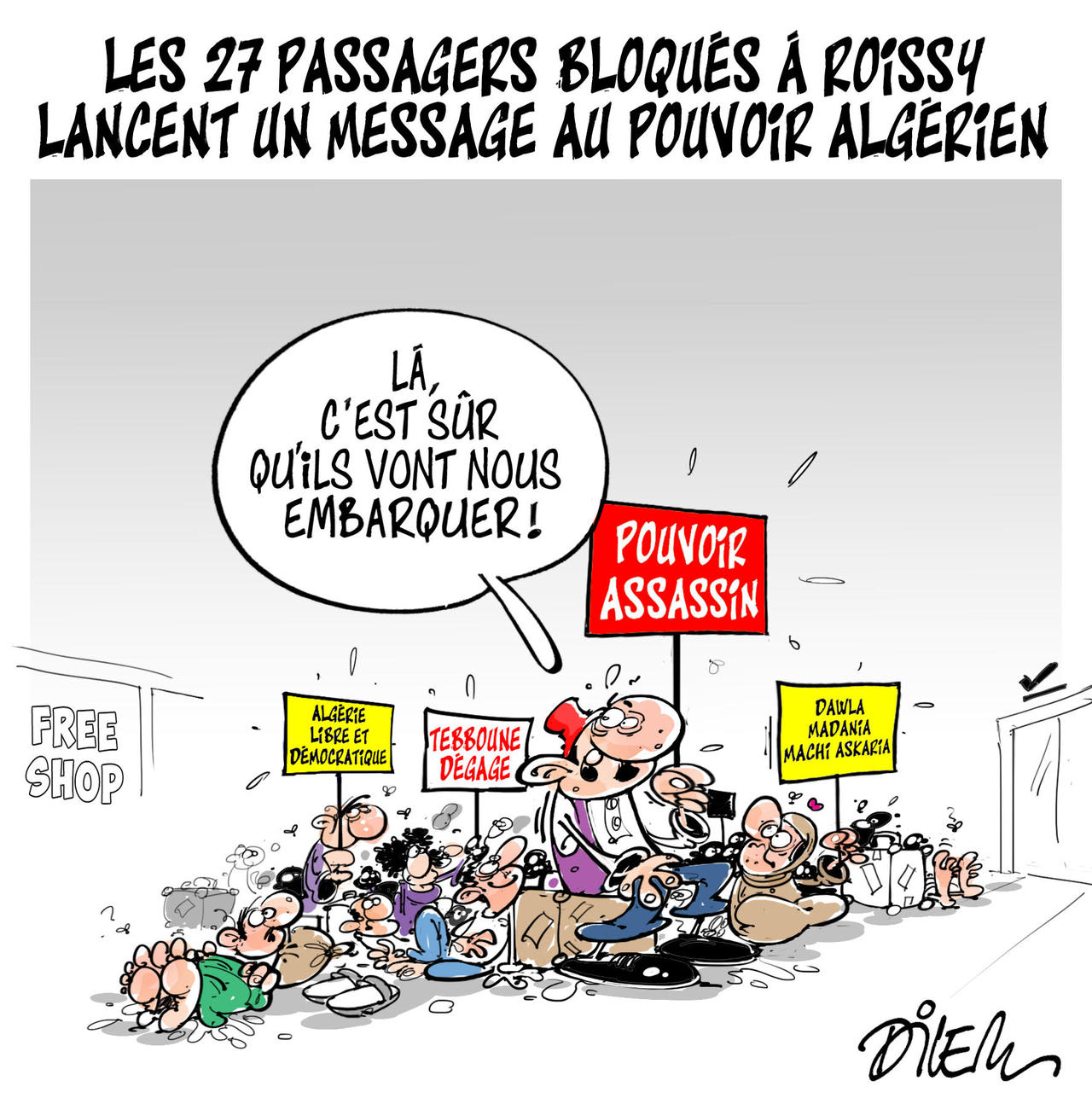 Caricature de Dilem parue dans le quotidien Liberté le 30 mars 2021