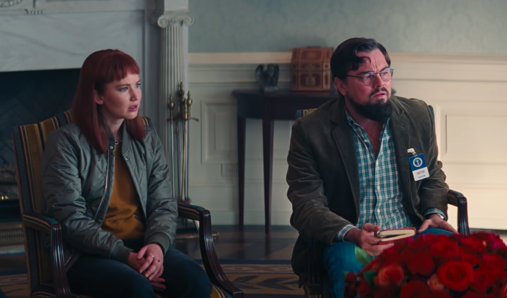 In Don't Look Up, Jennifer Lawrence and Leonardo DiCaprio play a pair of astronomers who discover a devastating comet (Screengrab/Hyperobject Industries and Bluegrass Films)