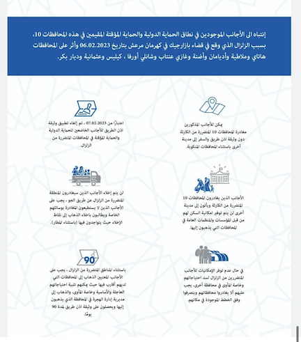 Draft call for the relocation of Syrian refugees from the disaster zone