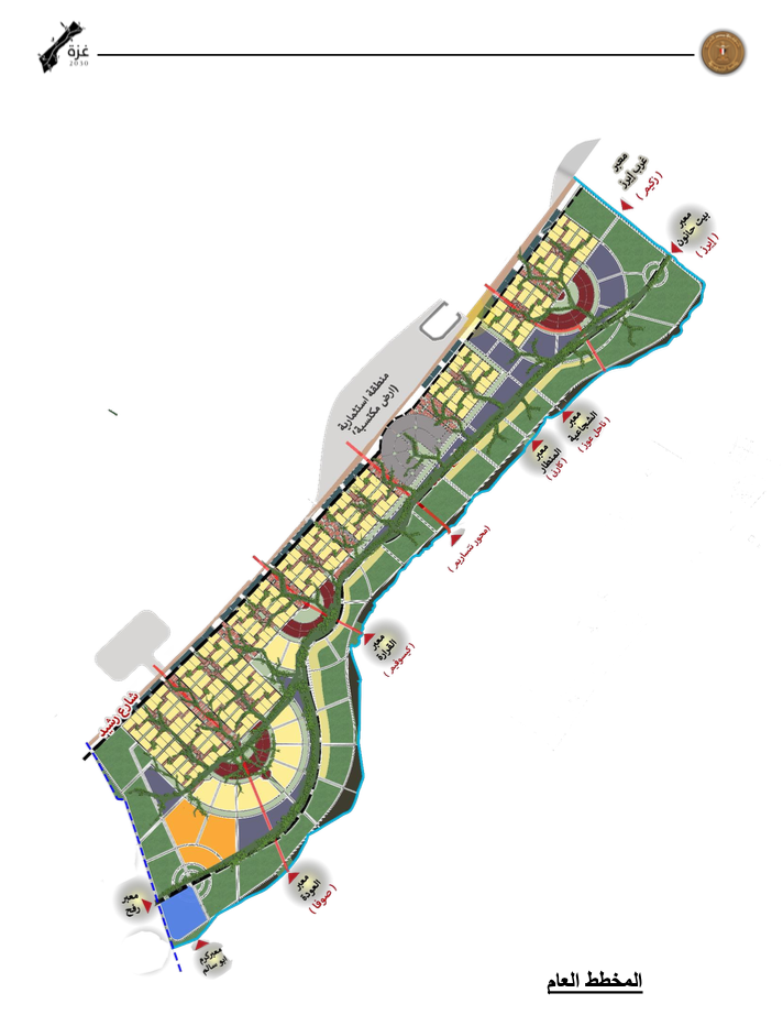 A map showing the Gaza Strip after the five-year plan proposed by Egypt