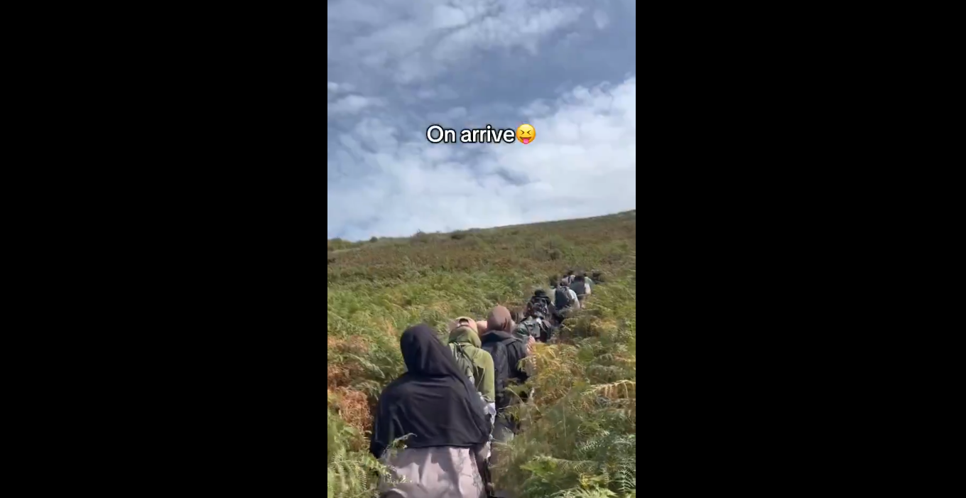 Participants in the ‘’on arrive” (“we’re coming”) trend, sparked by a racist video claiming the mountains belong to white people (X screengrab)