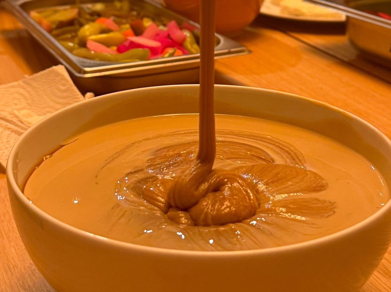 Today's dessert at the Open Kitchen is a mixture of molasses and tahini (Nuran Gunduz)