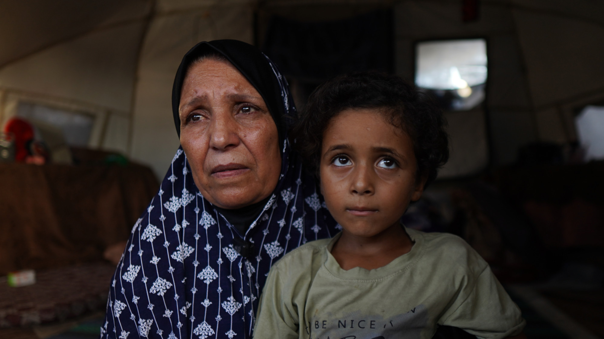 Abdulrahman Azzam's father says his seven-year-old son still relives the moment the building collapsed (Hani Abu Rezeq/MEE)