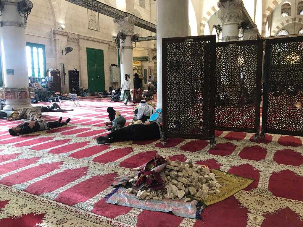 Palestinians prepare to defend al-Aqsa's Qibli Mosque (Social media)