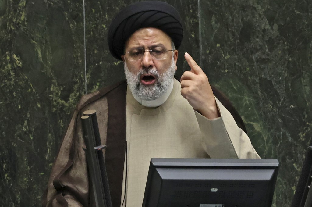Iranian President Ebrahim Raisi addresses the parliament in Tehran on November 16, 2021
