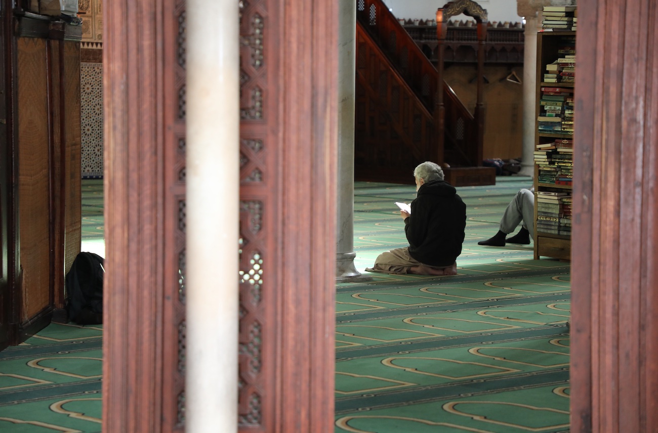 A worshipper prays in the Great Mosque of Paris on 12 September 2017 (AFP)