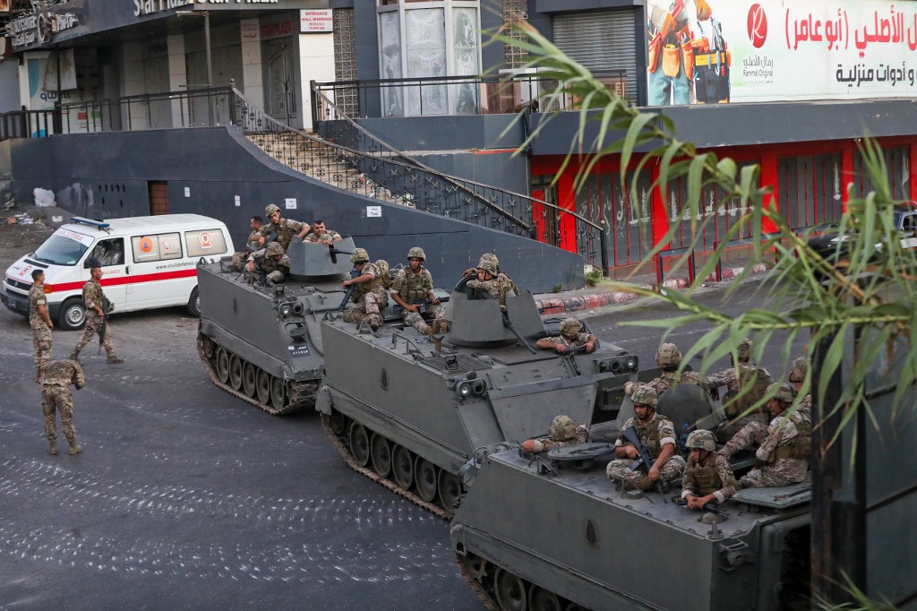L’armée libanaise est déployée dans la région de Khaldé le 1er août 2021 (AFPAnwar Amro)