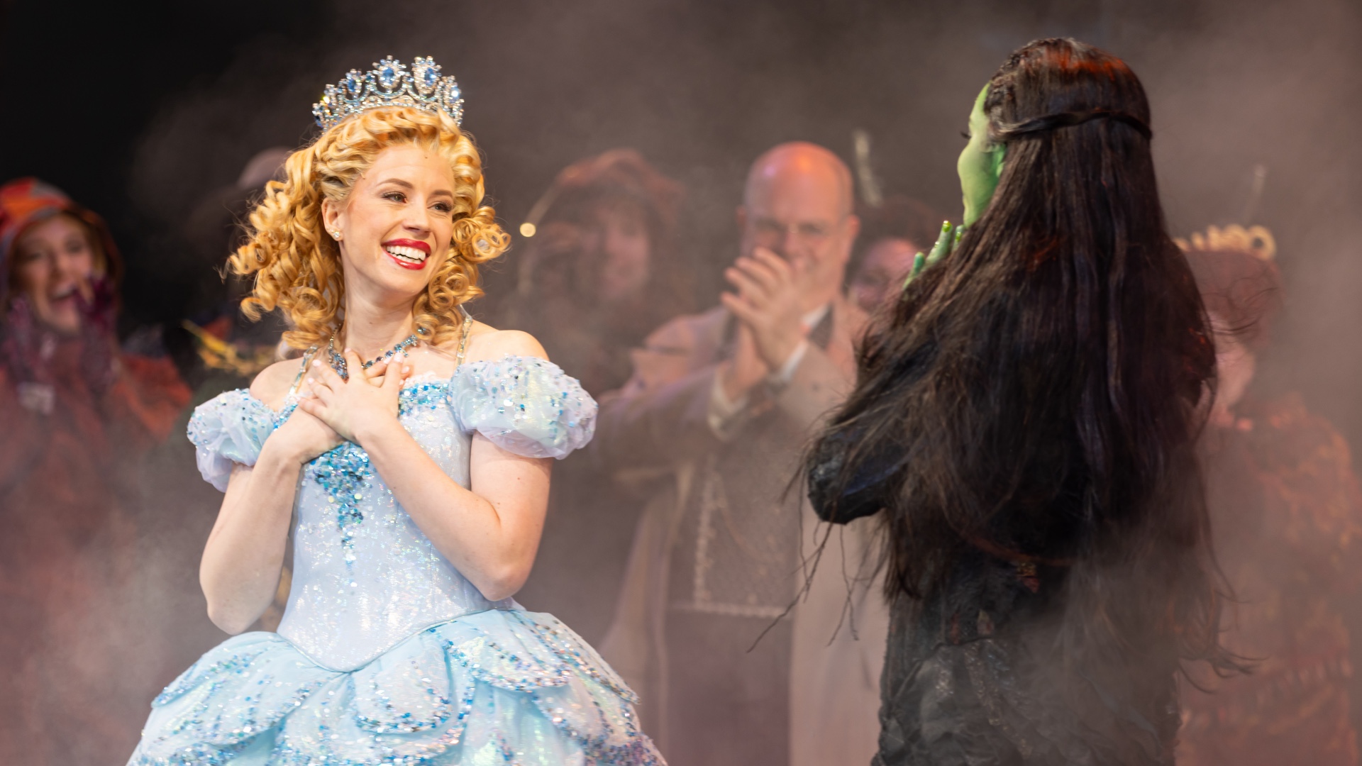 Allie Trimm as Glinda at the curtain call for her first show as a principal cast member in Wicked at the Gershwin Theater in New York City on 4 March 2025 (Conor Clancy)