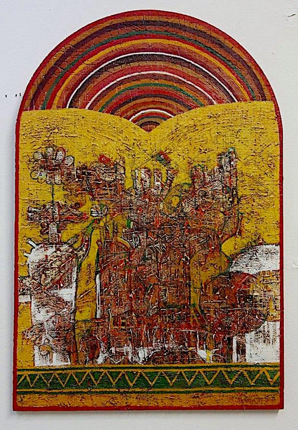 Liberty Leads Societies (2011), oil on board, by Mohamed Abumeis (Mohamed Abumeis) 