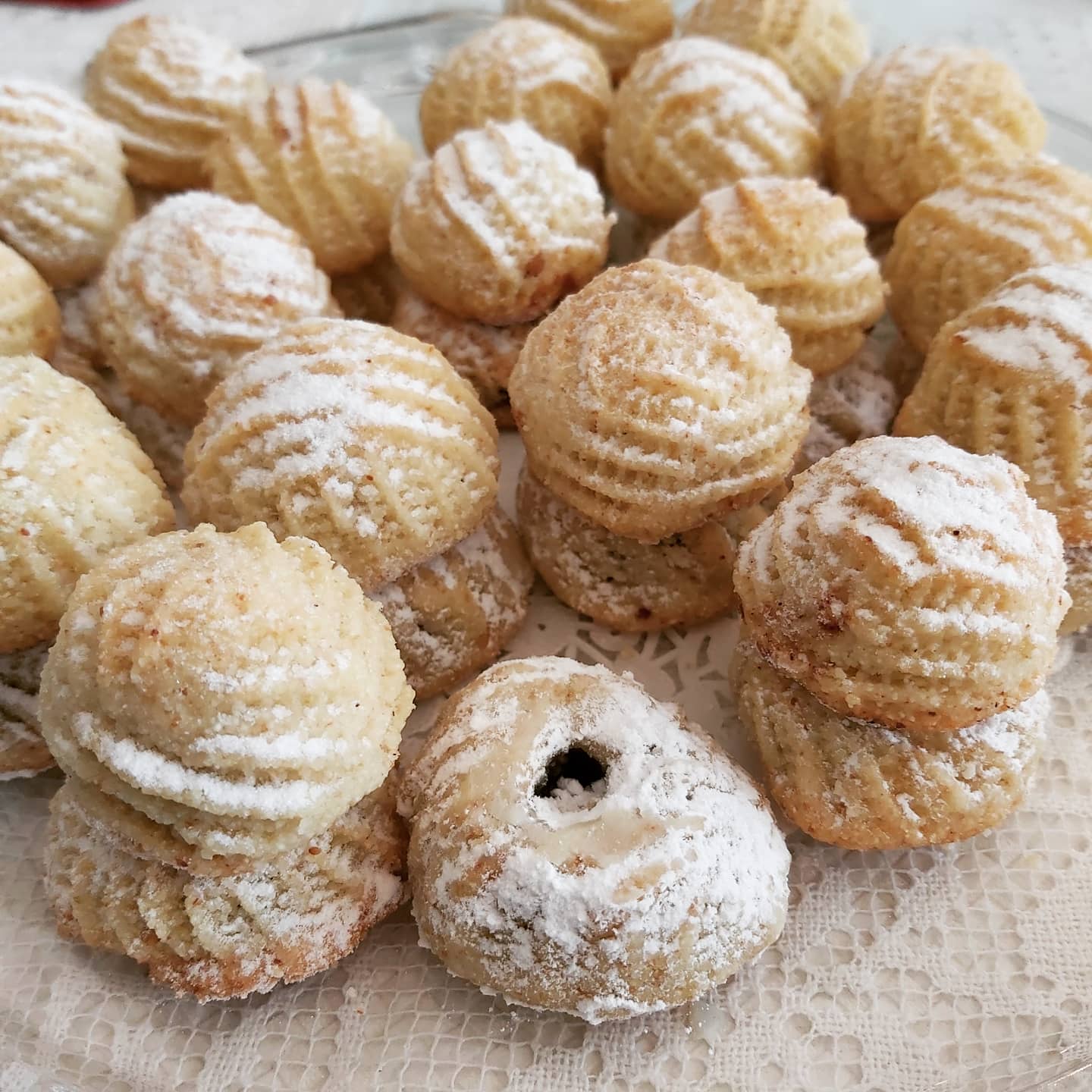 Ma'amoul cookies are filled with either a date-paste or crushed pistachios (Fadi Kattan)
