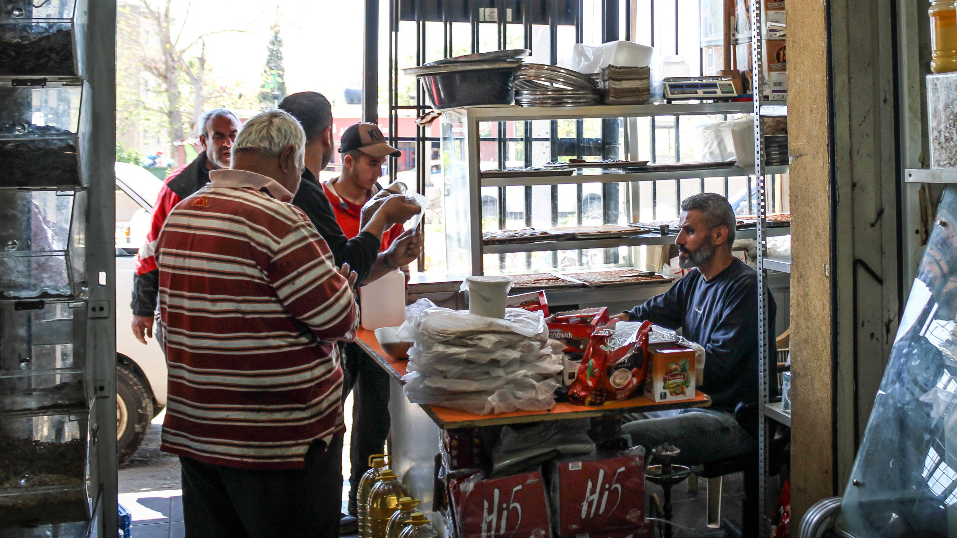 Mohammed Amro two sons were attacked in front of his shop in a town in Nahr al-Kalb, Lebanon (Philippe Pernot/MEE)