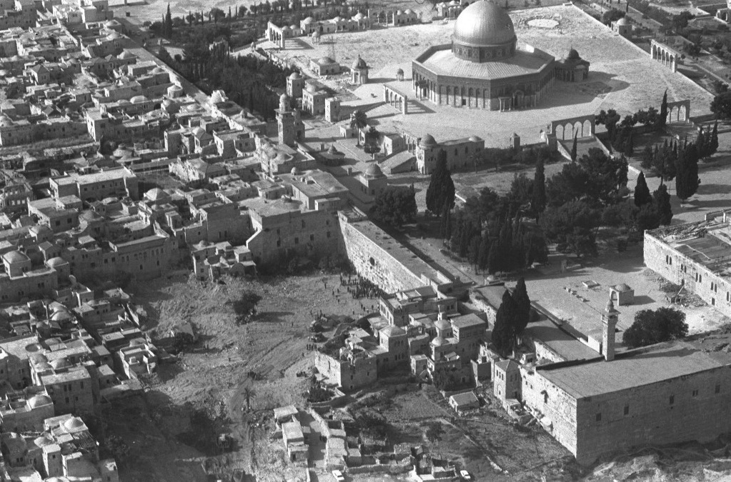 The remaining buildings in the Mughrabi (Moroccan) Quarter in Jerusalem's Old City on 12 June 1967, after its demolition by Israel to broaden the space in front of the Western Wall (Ilan Bruner/Israeli Government Press Office/AFP)