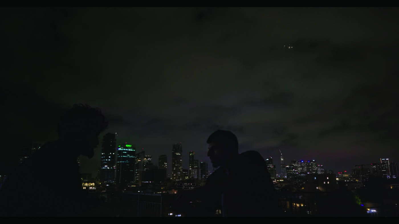 The interviews in NAZA take place on top of buildings in Tel Aviv and the identities of the interviewees are obscured (mk2 Films)