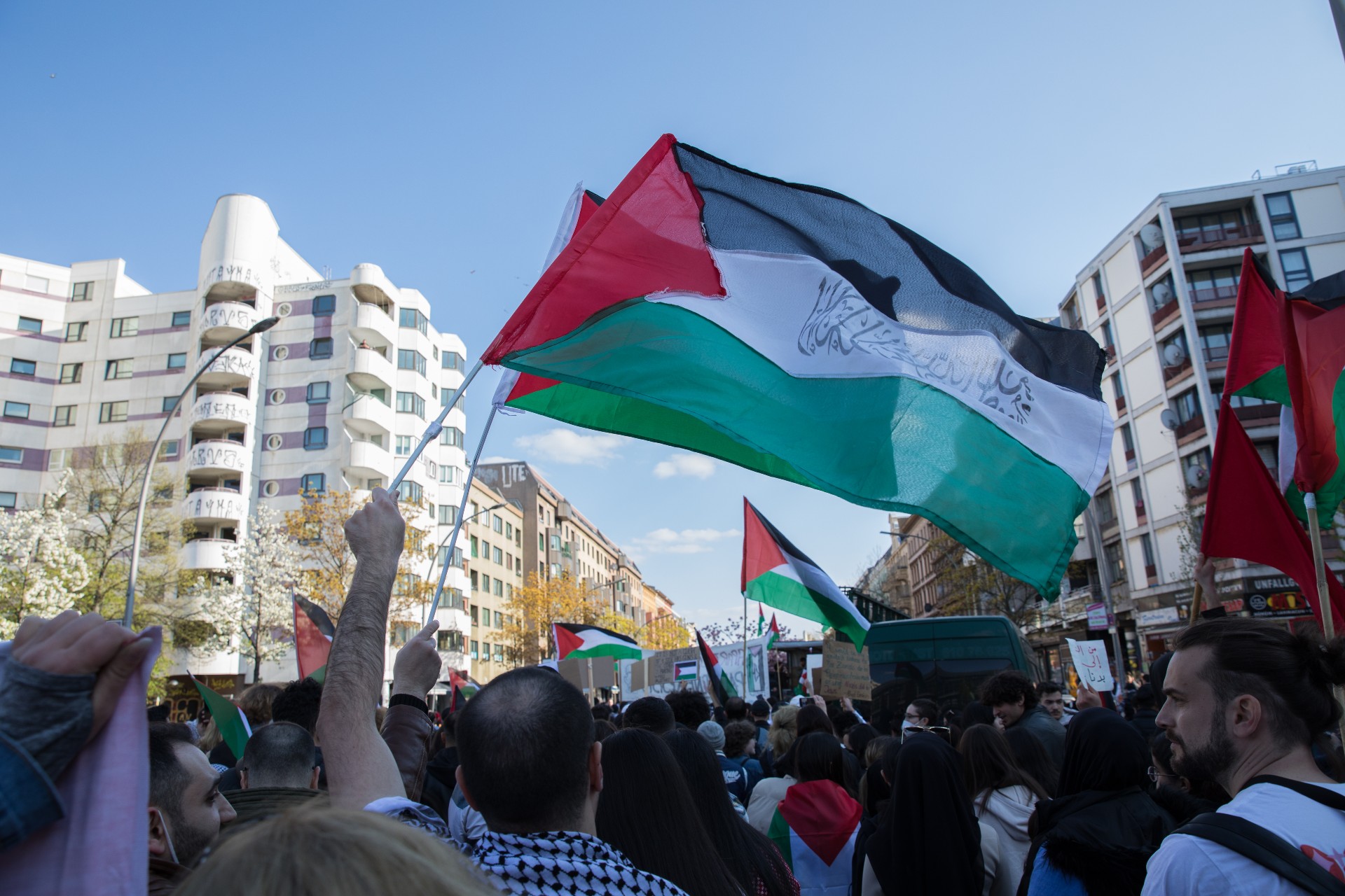 A demonstration in support of Palestinians in Berlin in April (Reuters)