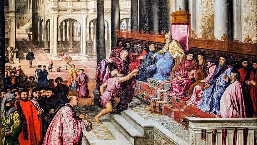 Paris Bordon’s canvas The presentation of the ring to the Doge mamluk carpet 