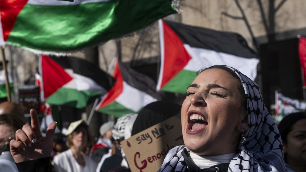 Protesters rally during the 
