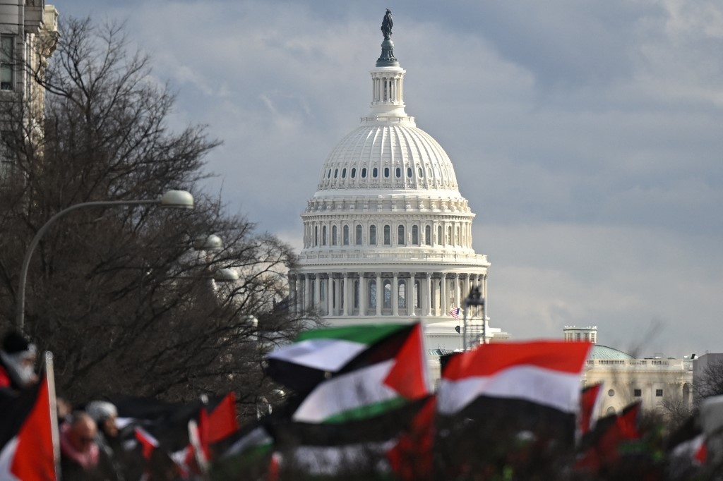 Protesters rally during the 