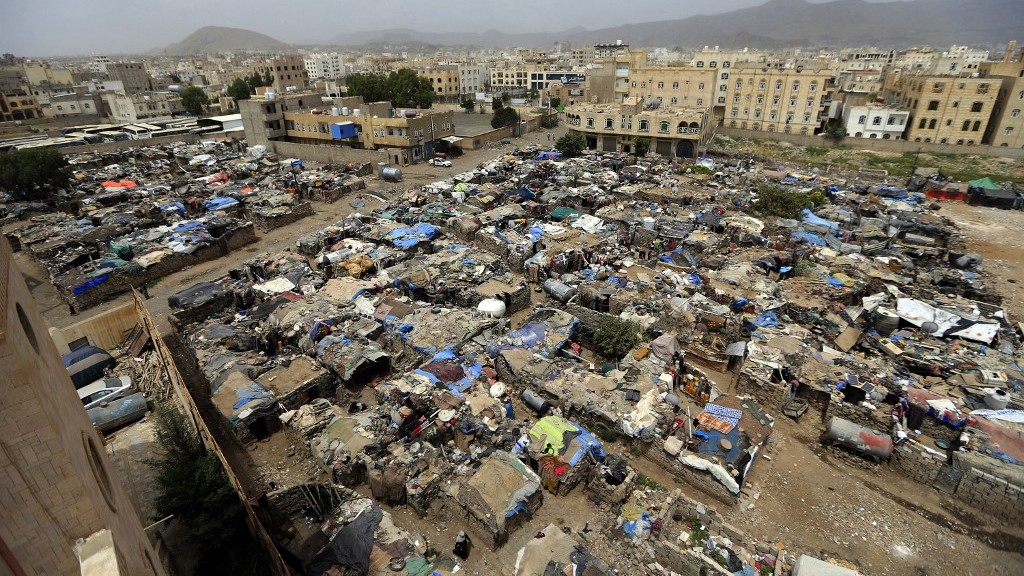 A general view shows a slum of Yemen's minority group known as 